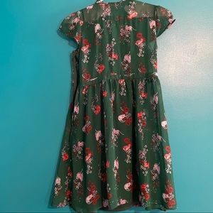 ModCloth Green Floral Striped Cats Dress